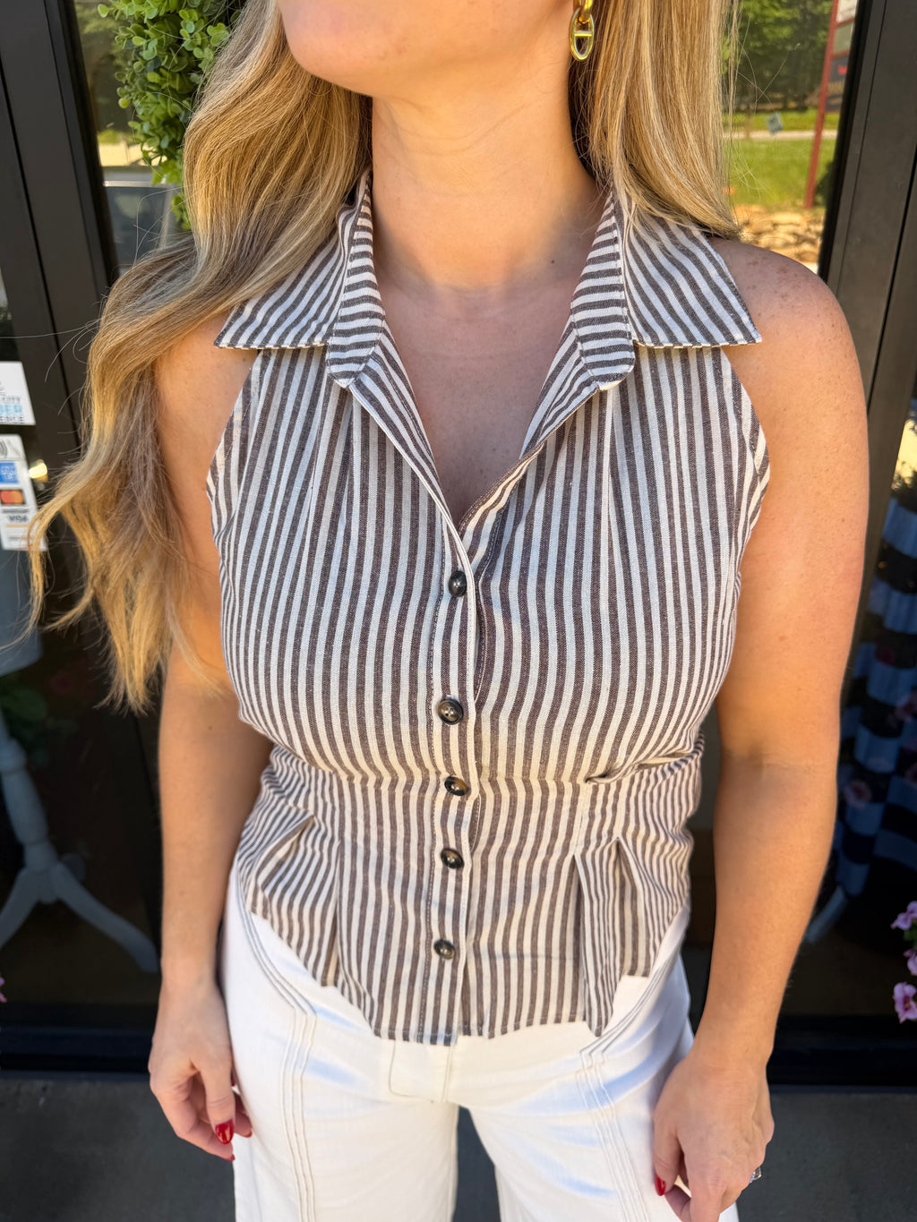 Espresso Stripe Top