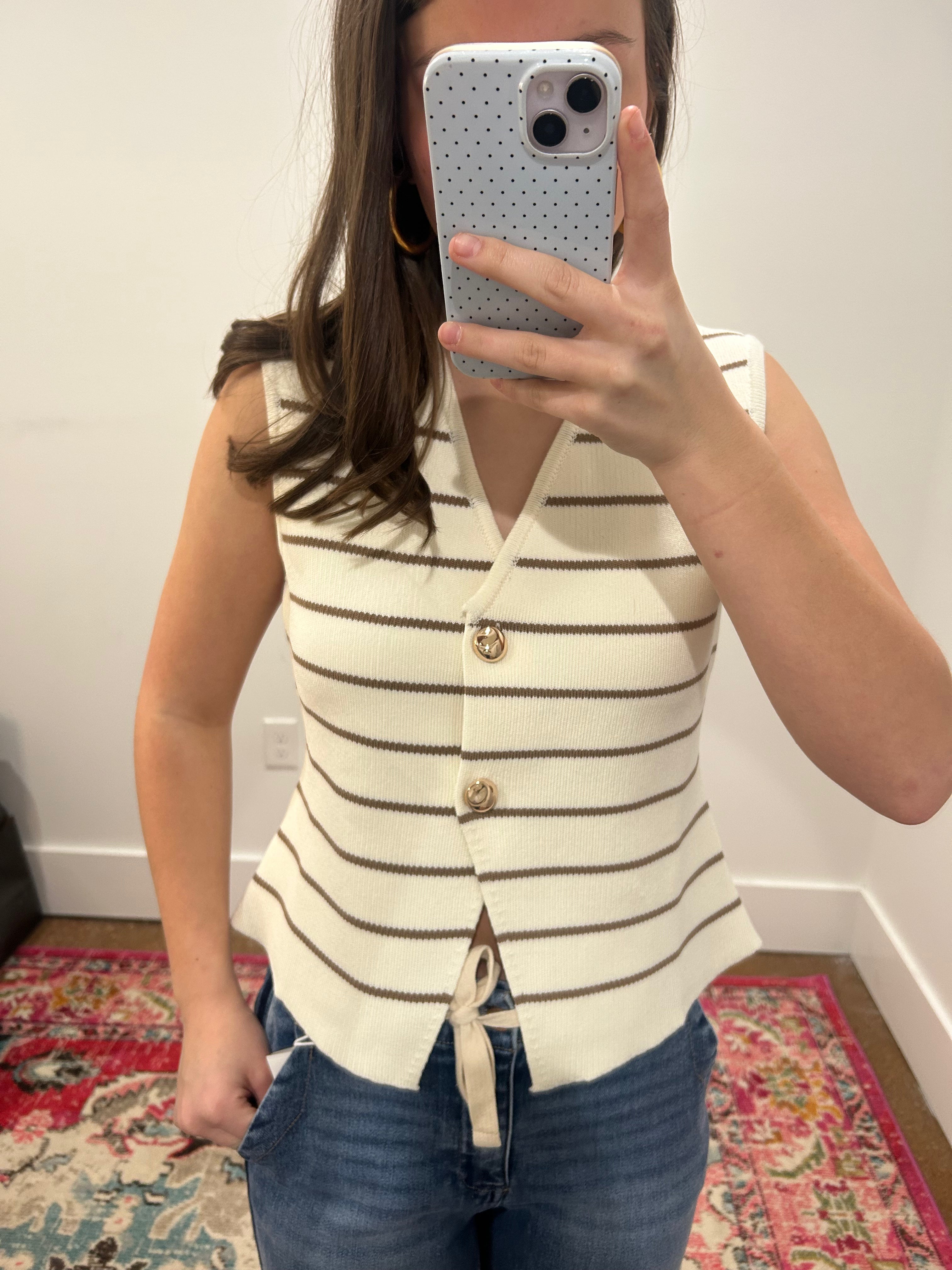 Latte Stripe Sweater Vest
